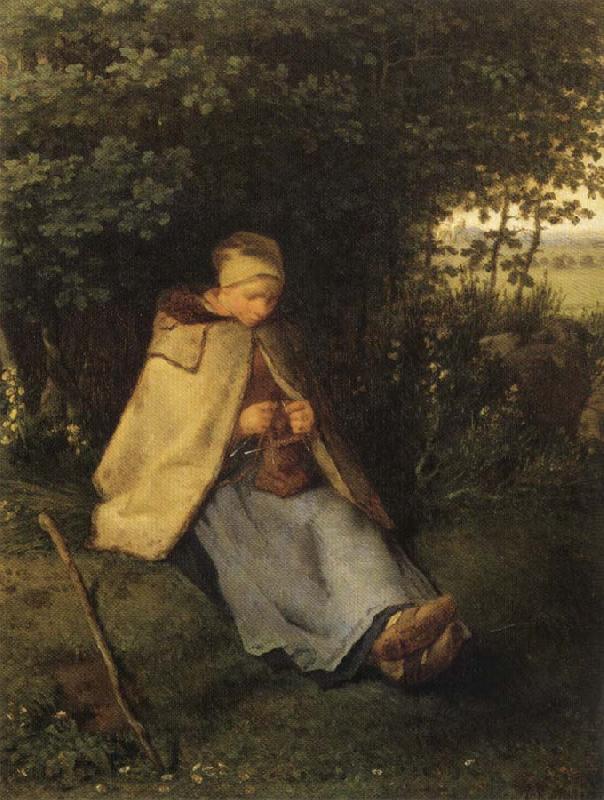 Jean Francois Millet Shepherdess or Woman Knitting oil painting image